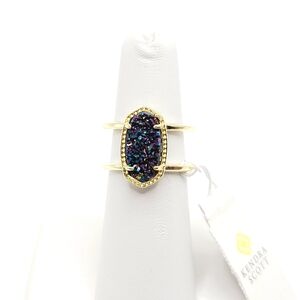 Kendra Scott Elise Gold Multicolor Druzy Ring Sz. 6